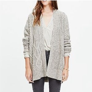 Madewell Chunky Knit Marled Panelstich Cardigan Sweater